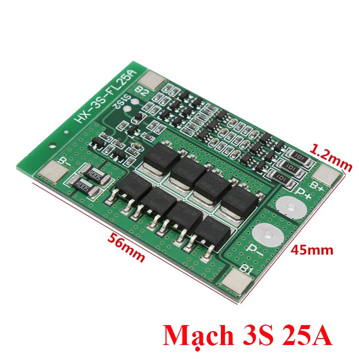 Mạch 3S 12.6V - 25A - Sạc Cân Bằng và Bảo Vệ khối Pin Lithium Li-ion 3.7V - 18650 26650