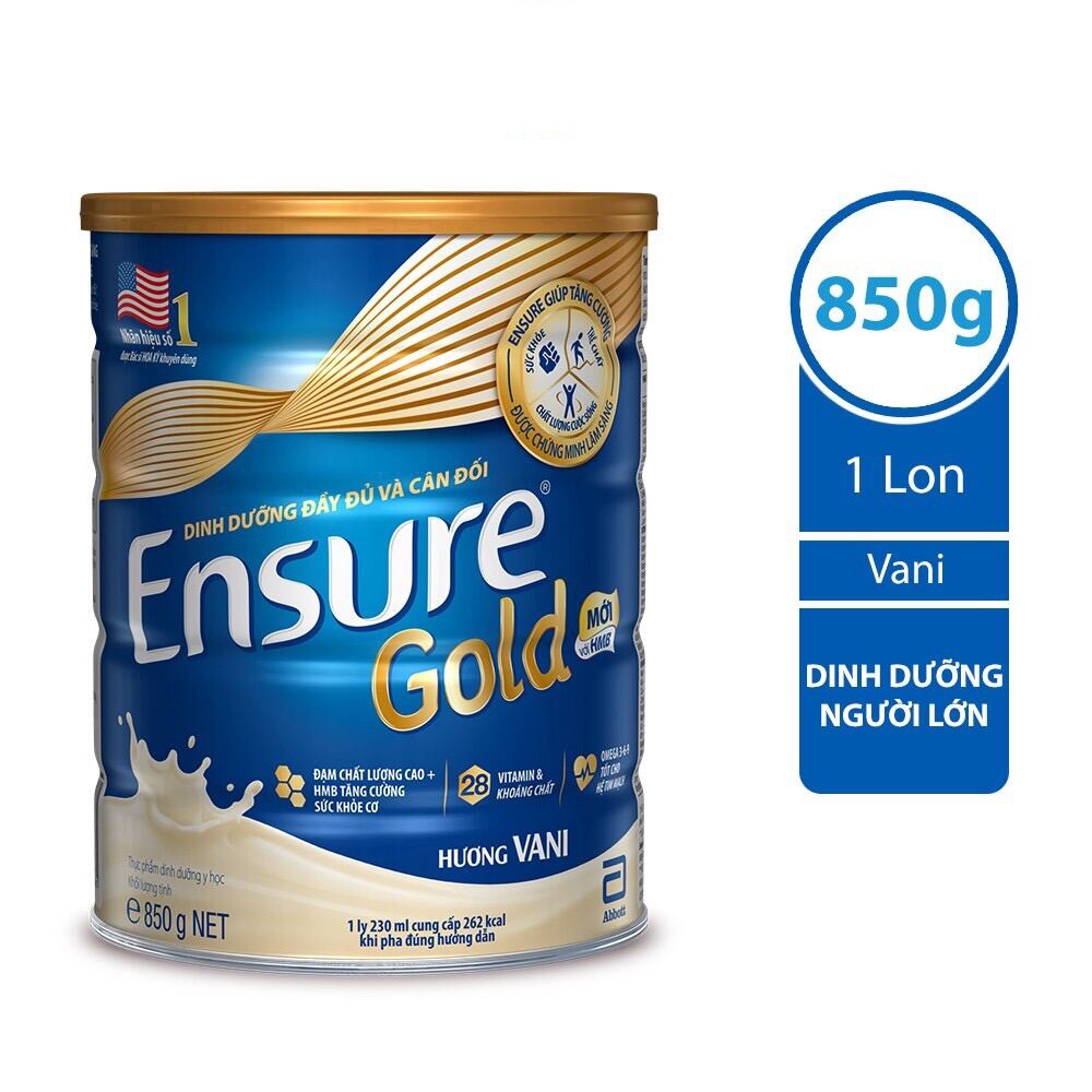 Sữa Bột Ensure Gold Abbott (HMB) Hương Vani 850g