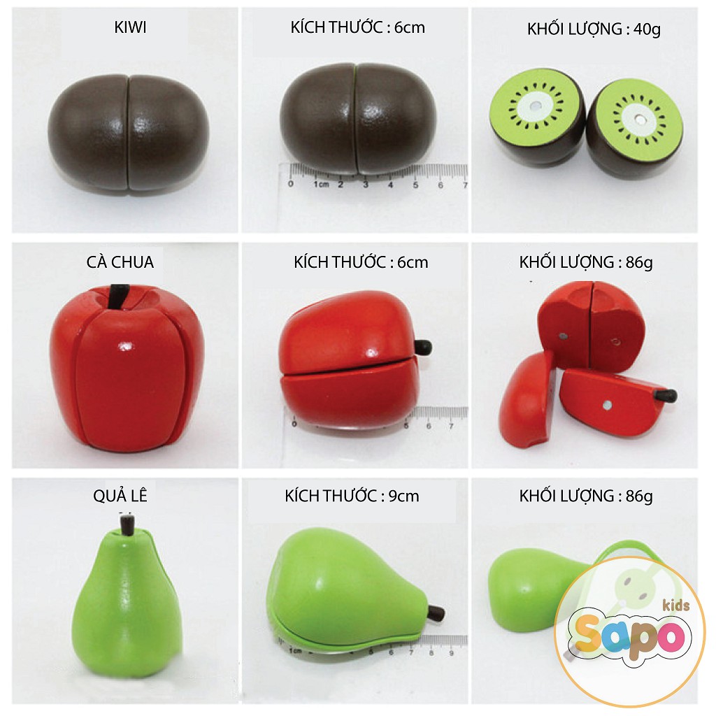 Bộ đồ chơi cắt trái cây bằng gỗ giáo dục sớm cho trẻ theo phương pháp Montessori đồ chơi giáo dục trẻ em SAPO KIDS