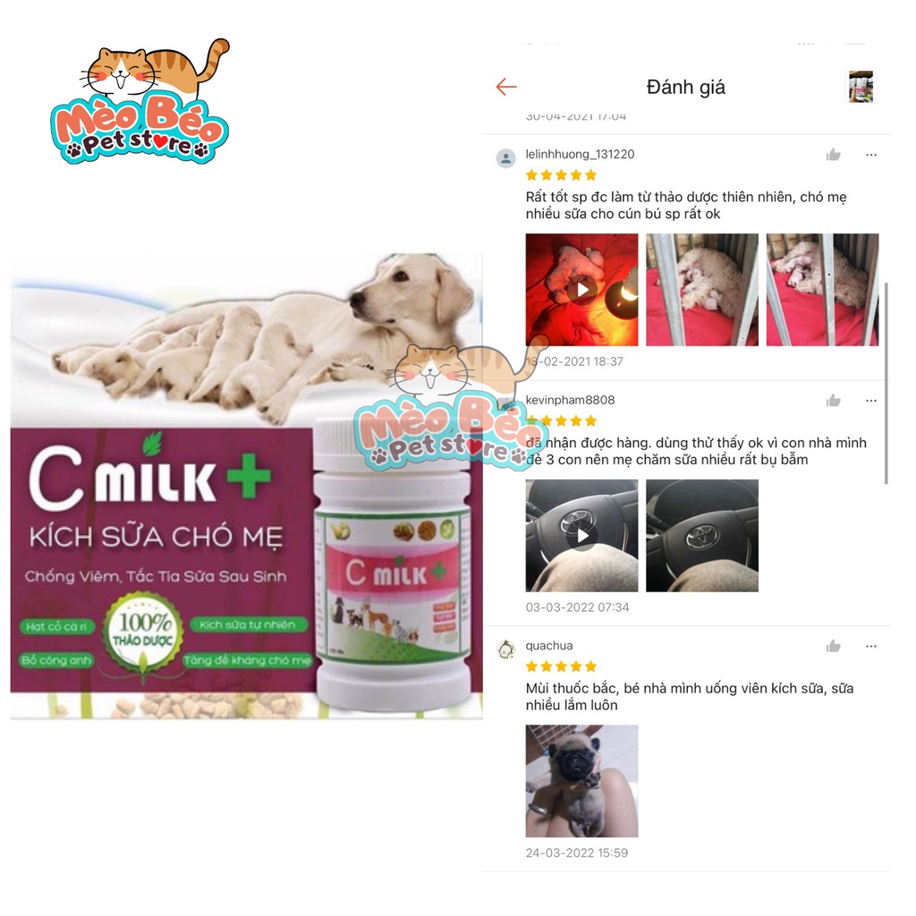Combo 10 viên kích sữa, tăng tiết sữa C-milk cho chó