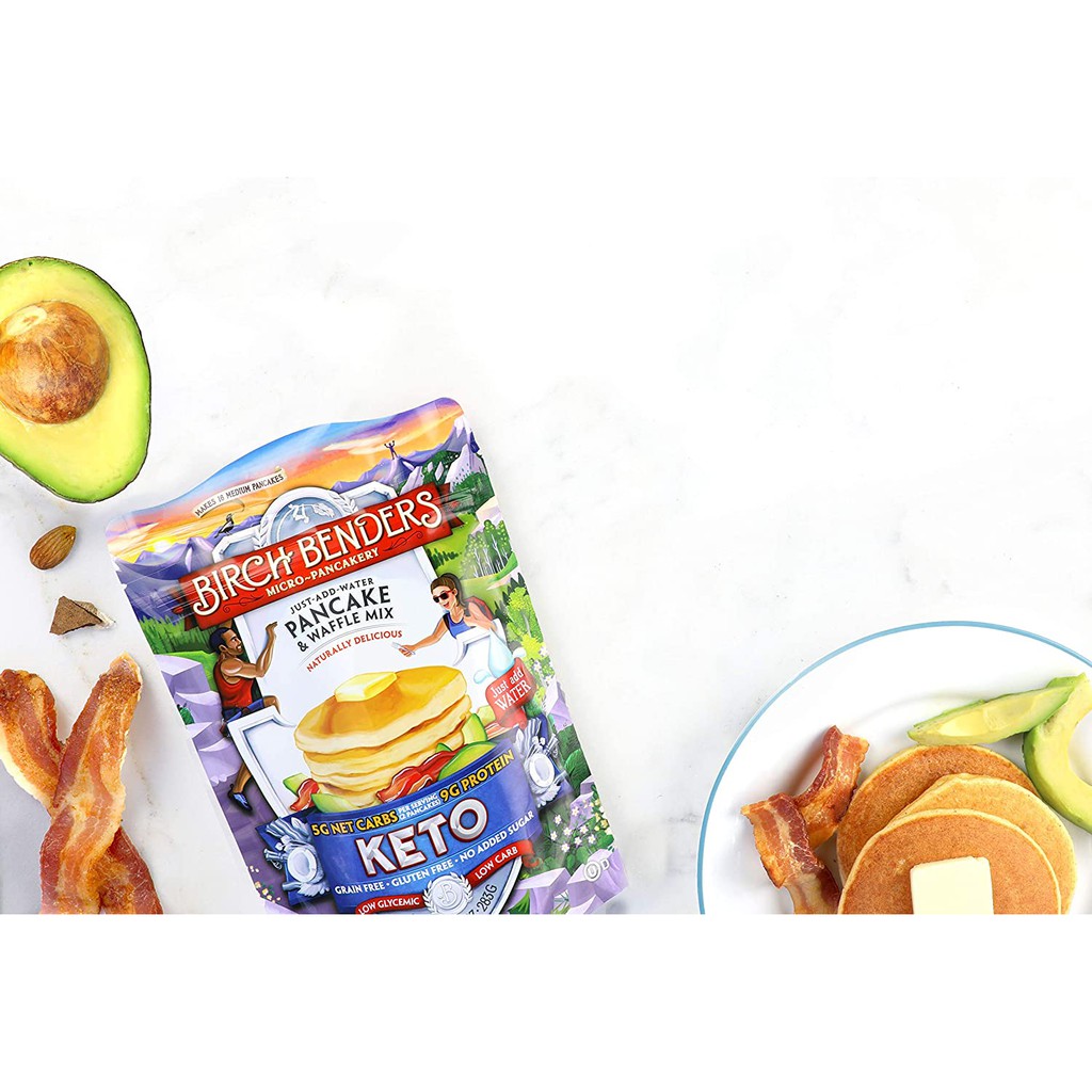 BỘT BÁNH PANCAKE Birch Benders Keto Pancake &amp; Waffle Mix, Low-Carb, High Protein, Grain-free, Gluten-free, 283g (10oz)