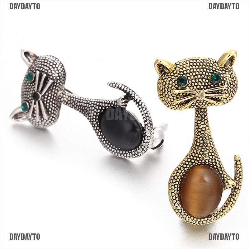 Ghim Cài Áo Hình Mèo Đính Đá Mắt Mèo Thời Trang Cho Nữ
