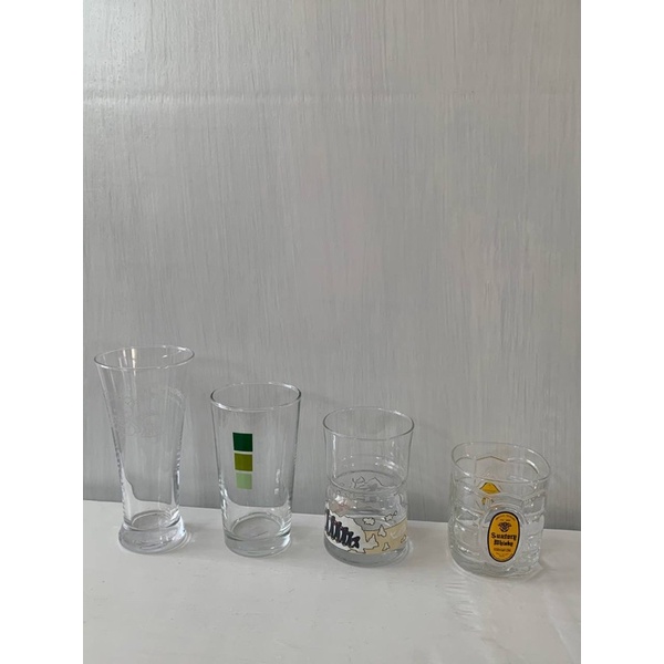 Ly thuỷ tinh kiểu các size in hình họa tiết, để nước, trà sữa