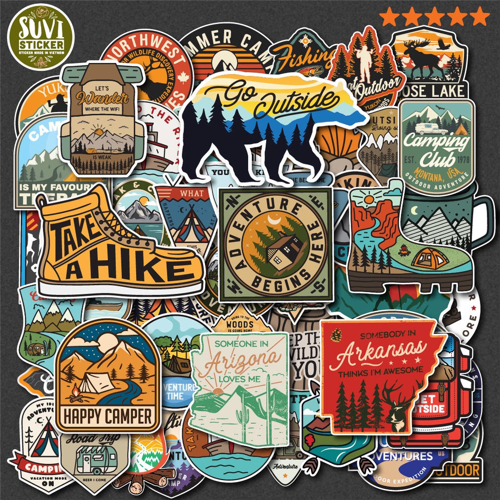 50 Sticker Vintage Travel chống nước sticker dán mũ bảo hiểm, laptop, điện thoại, đàn guitar, vali. MSP: SV18