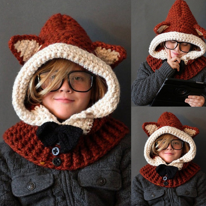 Mũ Len Dệt Kim Đính Nơ Tai Cáo Chống Gió Giữ Ấm