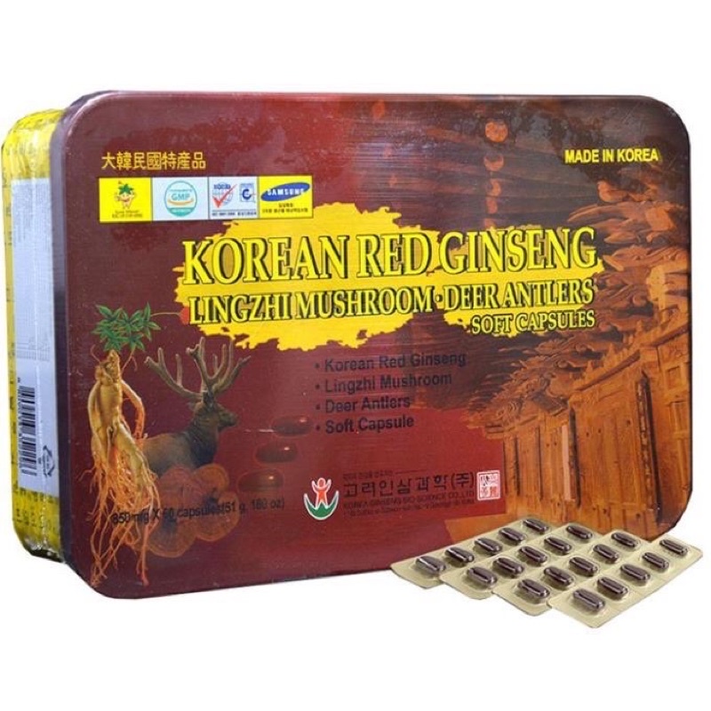 Viên Đạm Hồng Sâm Linh Chi Nhung Hươu 60 viên Bio Hàn Quốc, Date Mới Nhất