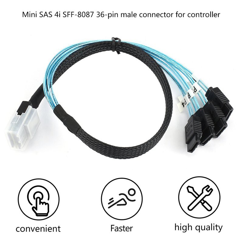 Cáp Chuyển Đổi Đầu Sas 4i Sff-8087 36p 36-pin Sang 4 Sata 7-pin 0.5m