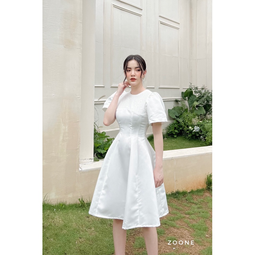 Váy taffa phối cổ kim sa