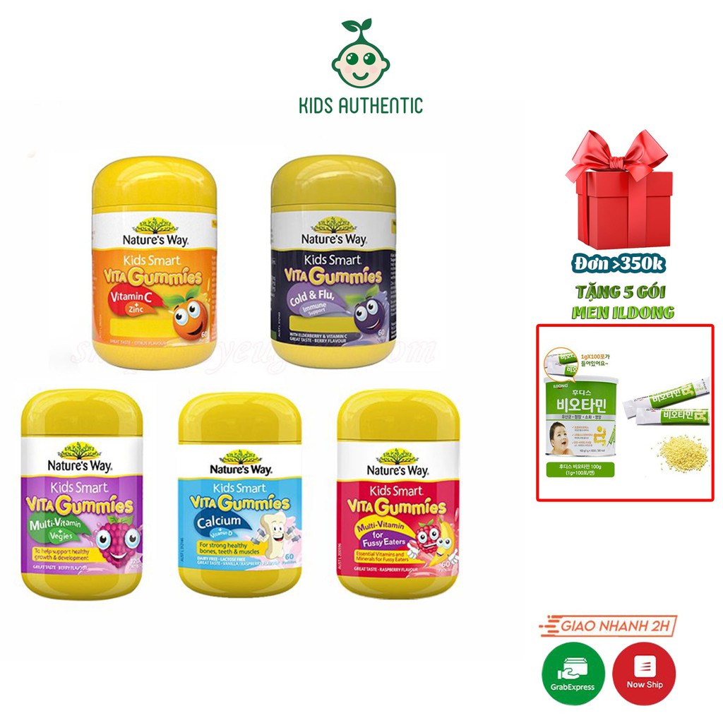Kẹo dẻo Nature Way Gummies Úc bổ sung vitamin cho bé từ 2 tuổi Úc 60 viên