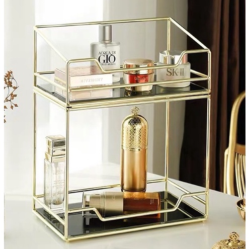 Kệ Trang Điểm Vàng Gold Để Nước Hoa Mỹ Phẩm 2 Tầng Sang Trọng Cao Cấp