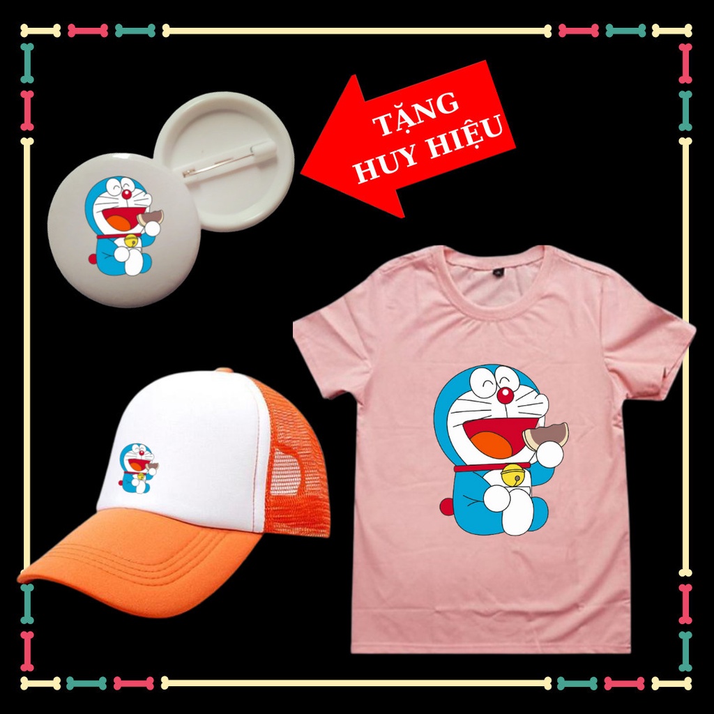 Tặng HUY HIỆU Doremon- Combo Mũ Áo Doremon xịn xò cho bé trai bé gái