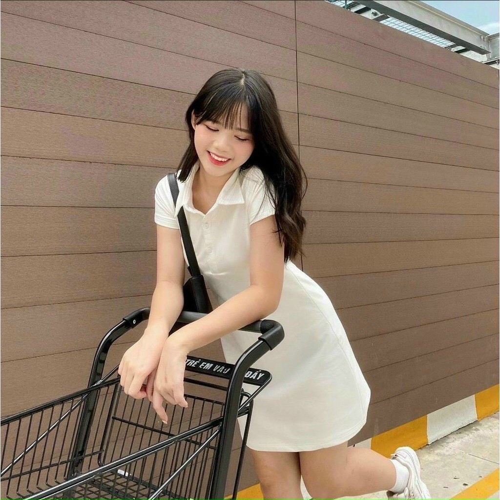 Váy polo cổ bẻ trơn bozip dáng ôm Hương Su (PVN1935)