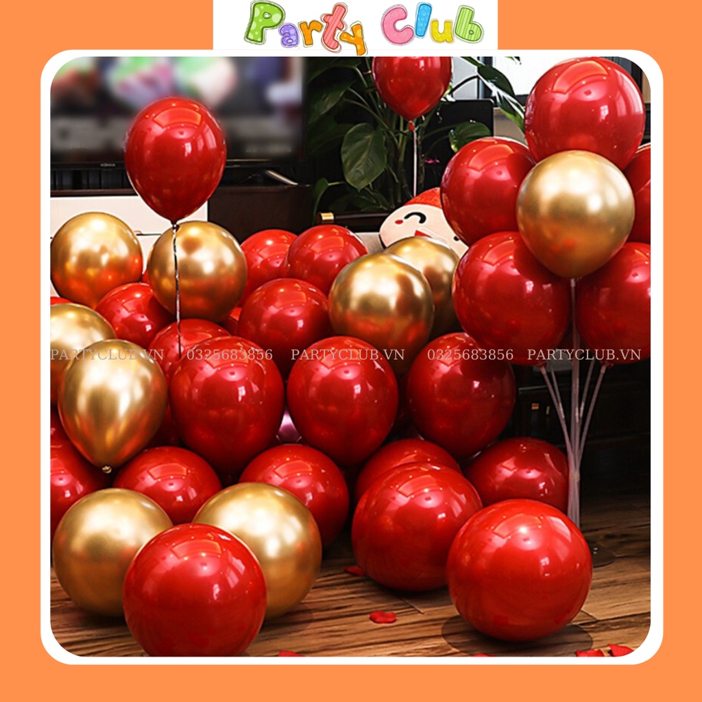 Bong bóng tròn màu đỏ trang trí phòng cưới size 10 inch
