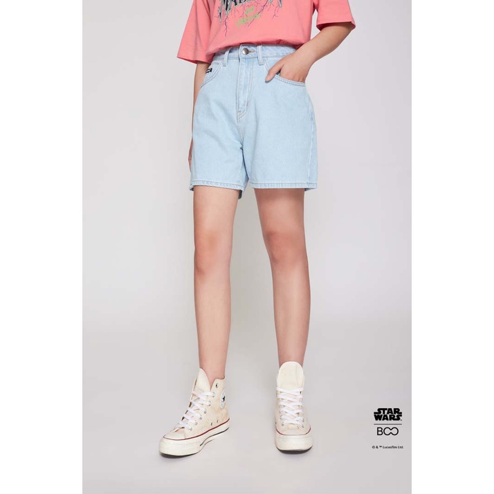 Quần Shorts Nữ BOO Cạp Cao Tôn Dáng In Pattern Logo StarWars BZL