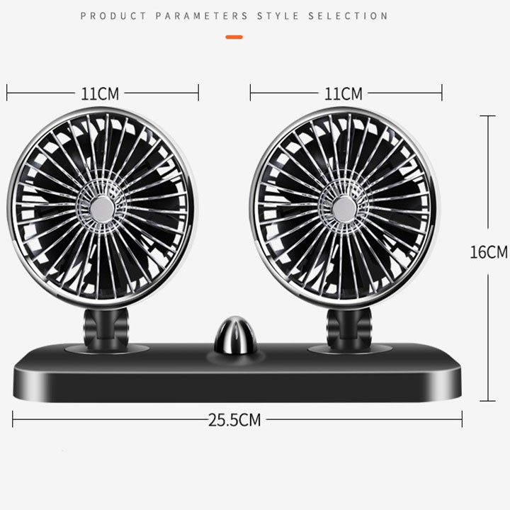 Quạt điện 12V sạc xe ô tô - Quạt đôi mini cho ô tô, xe hơi