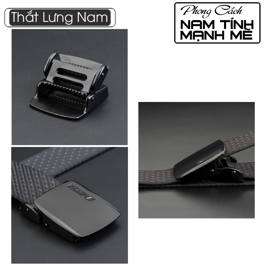 Thắt lưng nam vải dù phong cách du lịch cắm trại khóa kim loại dây 3,5 x 110 cm bền đẹp
