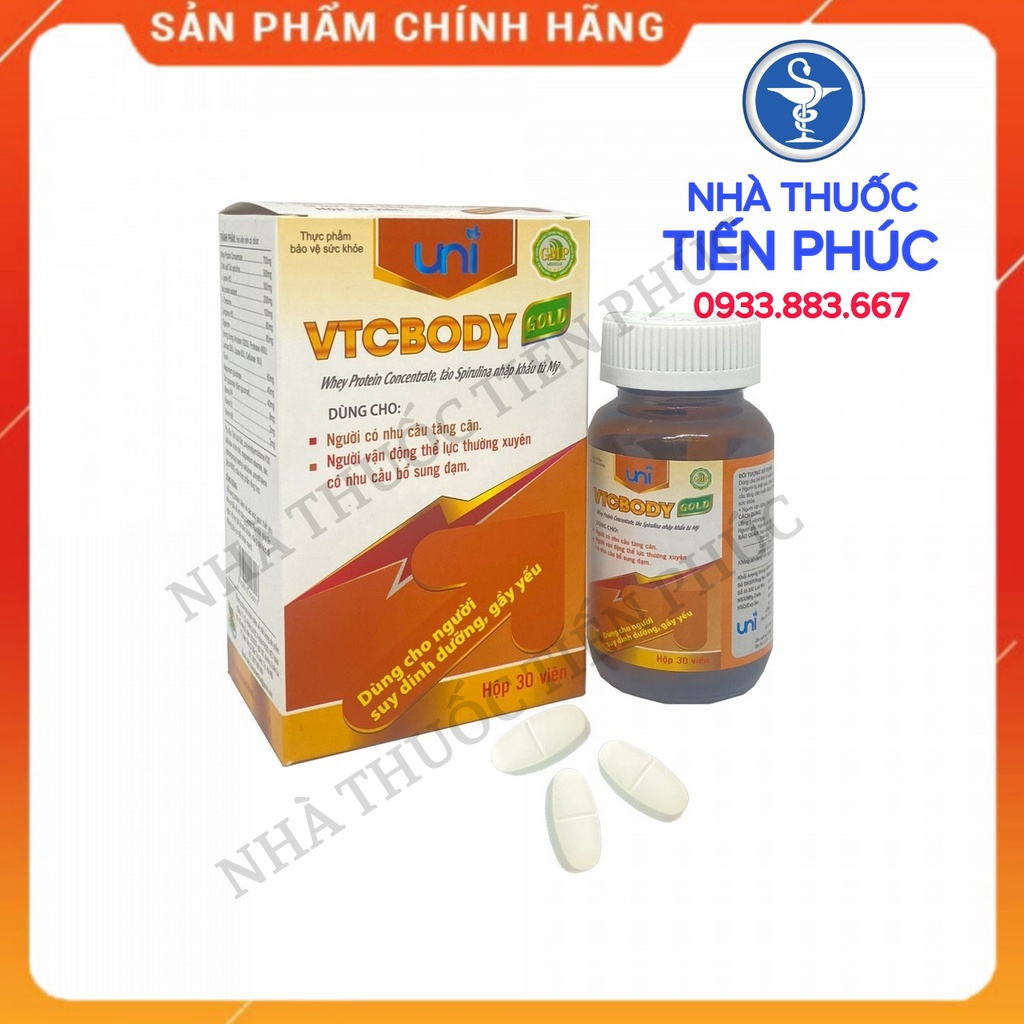 Tăng cân tảo VTCBOBY GOLD dùng cho người có nhu cầu tăng cân , vận động thể lực thường xuyên Hộp 30Viên