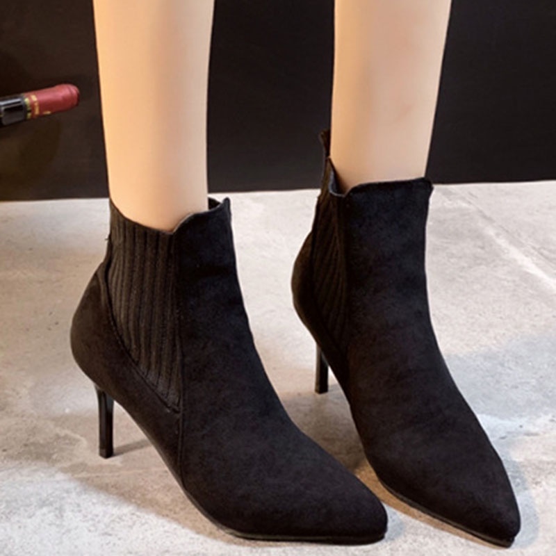 IELGY Giày Boot Cao Gót Mũi Nhọn Thời Trang Sành Điệu Cho Nữ