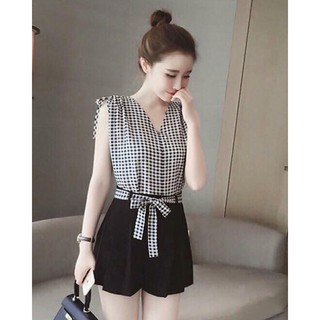Set Quần Short Xếp Ly + Áo Rút Vai