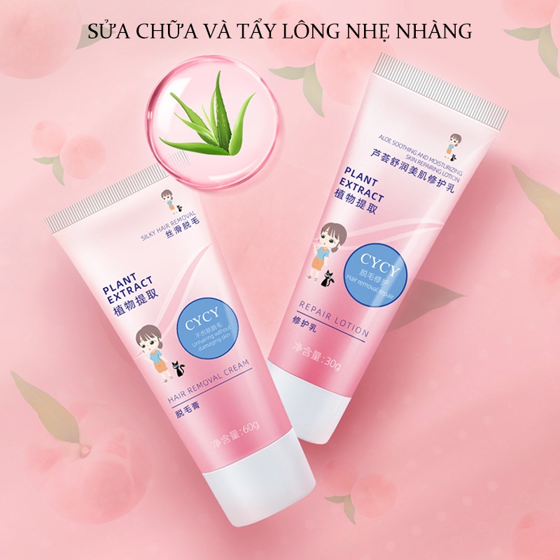 [HCM][Peachy Sis Shop] CYCY Combo Kem Tẩy Lông Tái Tạo Da (60g kem tẩy lông + 30g kem phục hồi) KB-TMG01