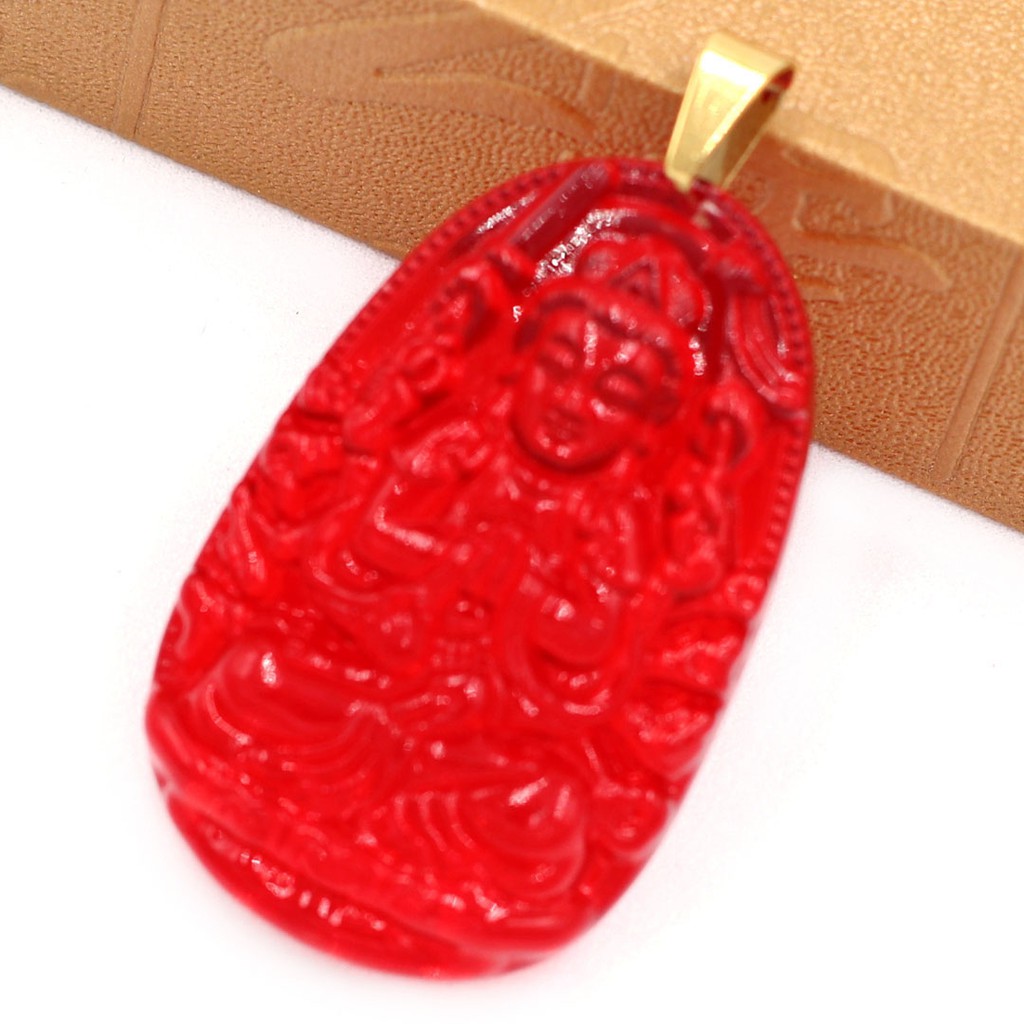 Vòng cổ Mặt Phật Thiên thủ thiên nhãn pha lê đỏ 3.6 cm MFLOB7 - Hộ mệnh tuổi Tý