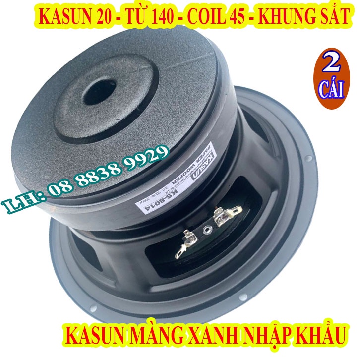 CẶP BASS 20 KASUN XANH CÔN 45MM GÂN BÉO CAO SU NHẬP KHẨU CHÍNH HÃNG - GIÁ 2 LOA