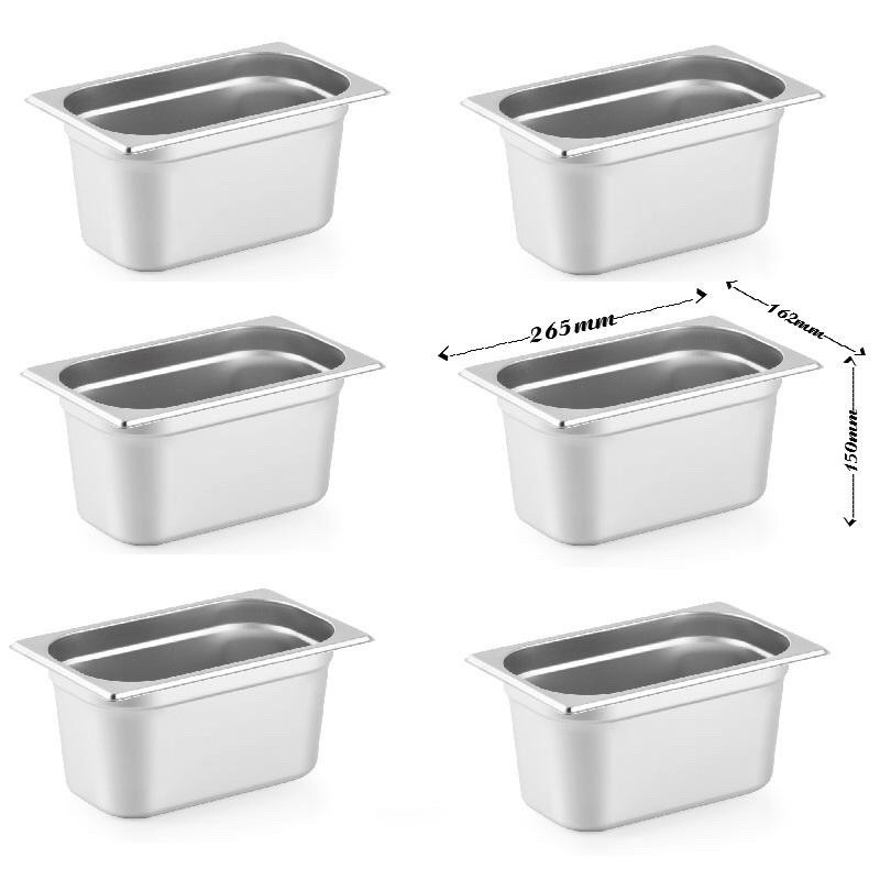 Khay inox GN 1/4, khay inox đựng thạch trà sữa loại inox 304 Cao Cấp 1/4
