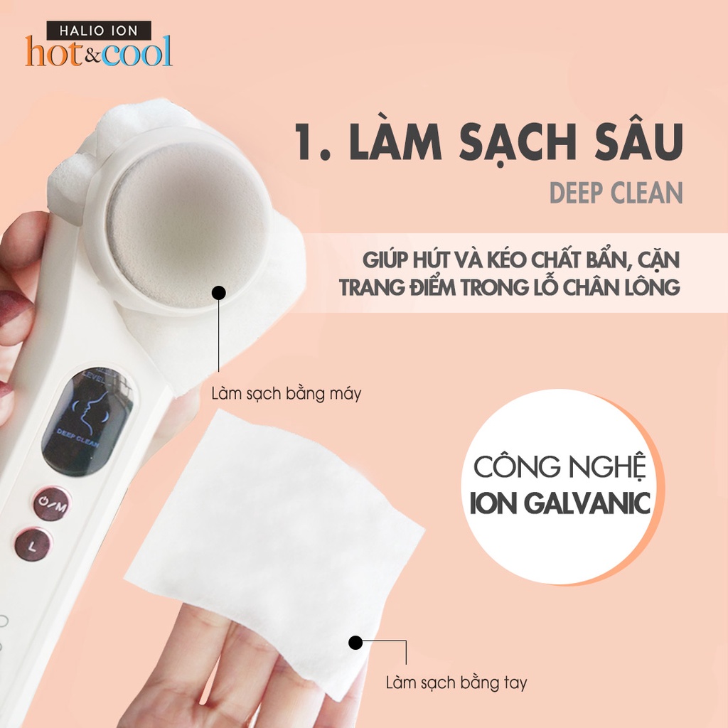 Máy Đẩy Tinh Chất Dưỡng Trắng Nóng Lạnh Halio Ion Hot &amp; Cool Beauty DeviceTrắng