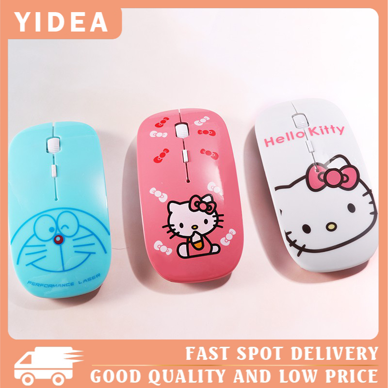 Chuột Không Dây Mini Siêu Mỏng In Họa Tiết Hoạt Hình Doraemon 2.4G