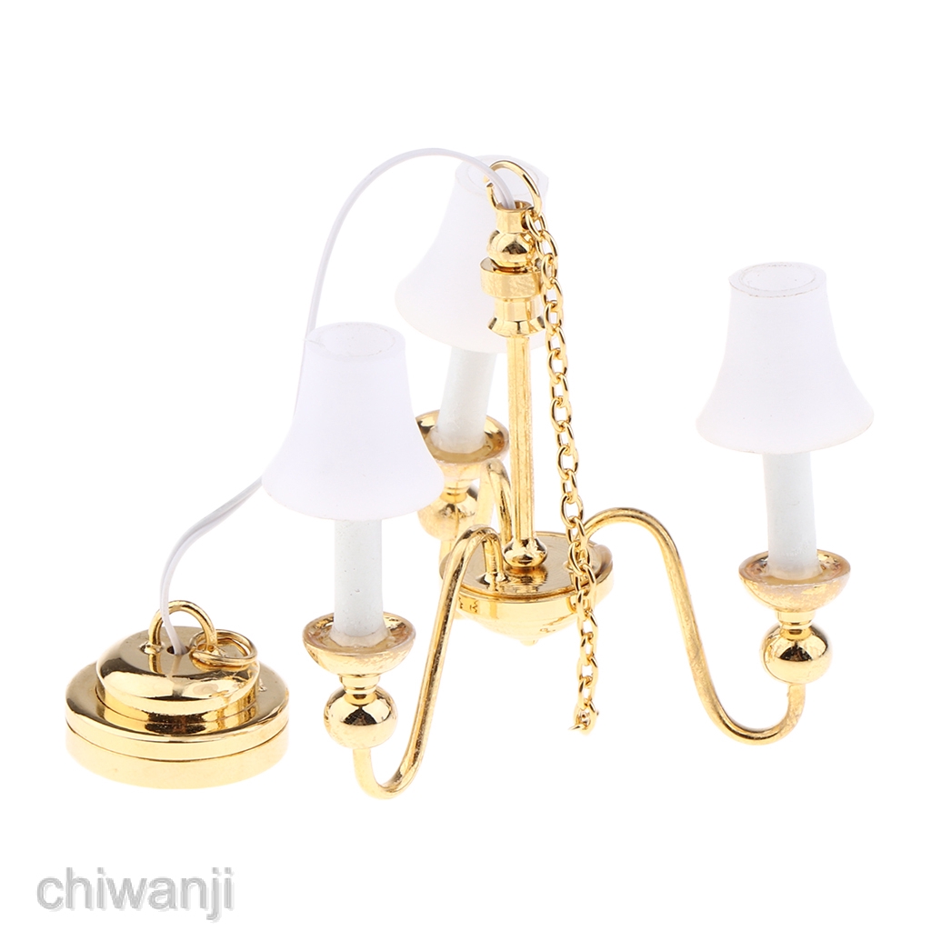 Đèn Trần LED Điện Tử 3 Cánh Tỉ Lệ 1: 12 Trang Trí Nhà Búp Bê