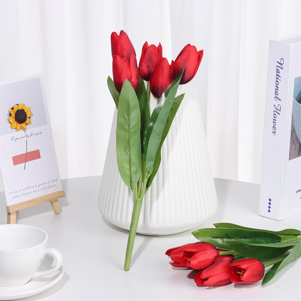 Bó Hoa Tulip Giả Xinh Xắn Dùng Trang Trí|Lá Đậu Hũ Nhân Tạo Trang Trí Nhà Cửa