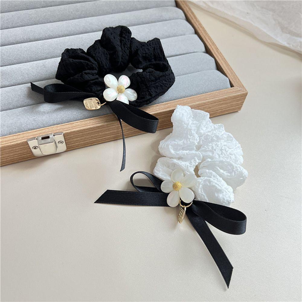 Dây Buộc Tóc Đính Nơ Họa Tiết Hoa Phong Cách Hàn Quốc Cổ Điển VANES1