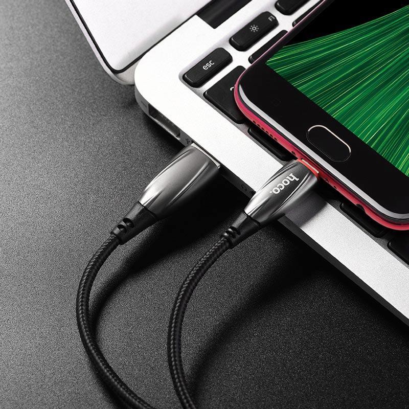 Cáp và truyền dữ liệu Hoco U71 Star cổng microUSB QC3.0, max 2.4A, dài 1.2M, có đèn báo sạc