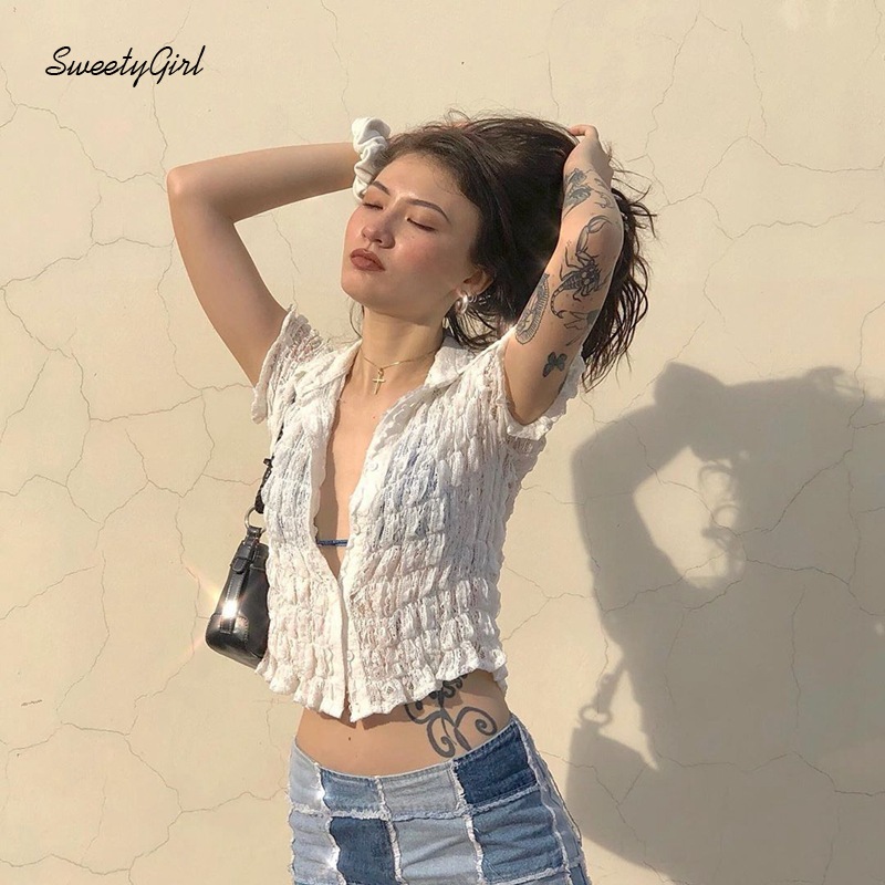 Áo Ngắn Tay Cổ Bẻ Thời Trang Hàn Quốc Cho Nữ