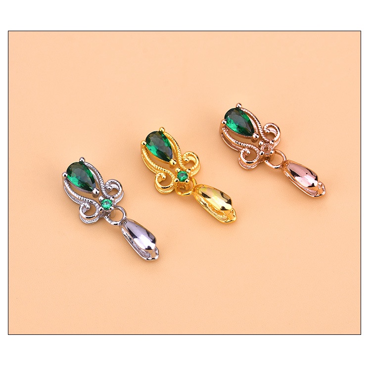 █diy゜ S925 Bạc●Mặt Dây Chuyền Bạc S925 Có Khóa Kẹp Đính Đá Zircon diy