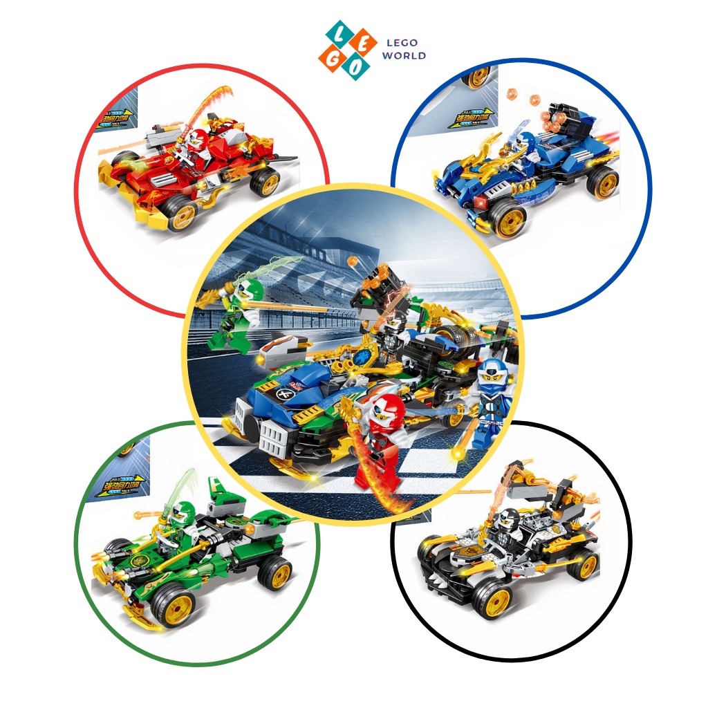 Lego Ninjago mô hình đồ chơi lắp ghép thông minh Ninja Pull Back Racing A8112 4 mẫu xe - shop Lego World