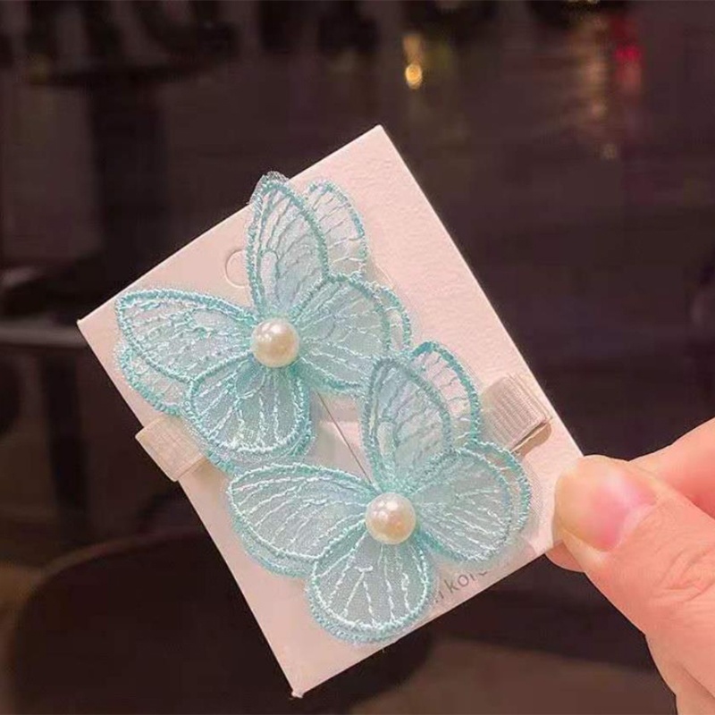 Set 2 Kẹp Tóc Hình Bướm Thêu Xinh Xắn Cho Bé Gái