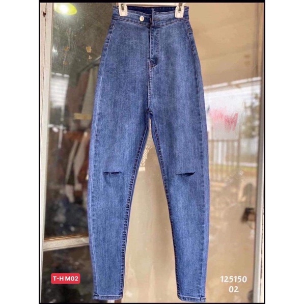 Quần bò cạp cao rách M03