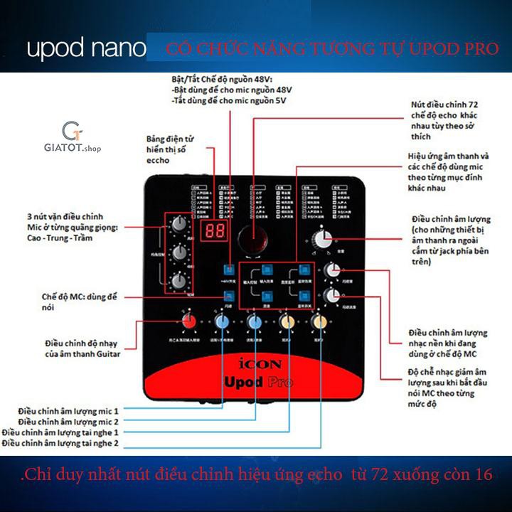 Sound Card dành cho Micro thu âm icon upod.nano chuyên nghiệp