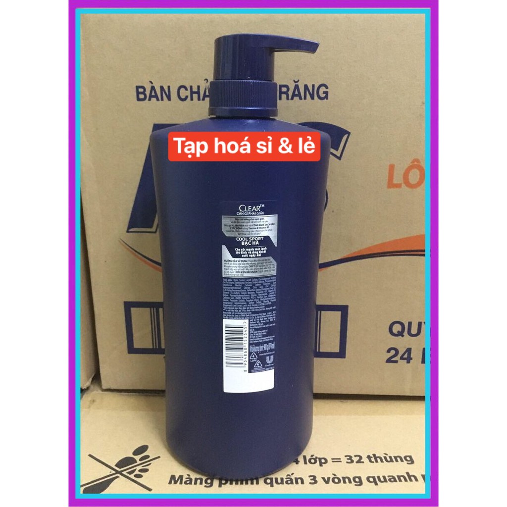 Dầu Gội Clear Men Cool Sport Bạc Hà 900g mẫu mới