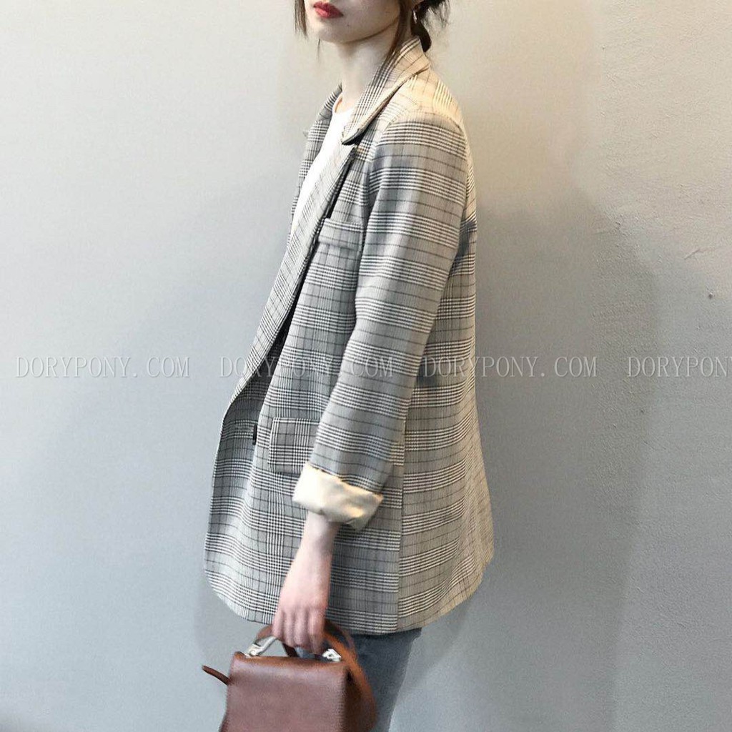 CAO CẤP 2 LỚP - [DORYPONY] Áo Khoác BLAZER KẺ SỌC YANSOO RETRO COAT – AK037 (Nhập CHUẨN CÔNG TY)