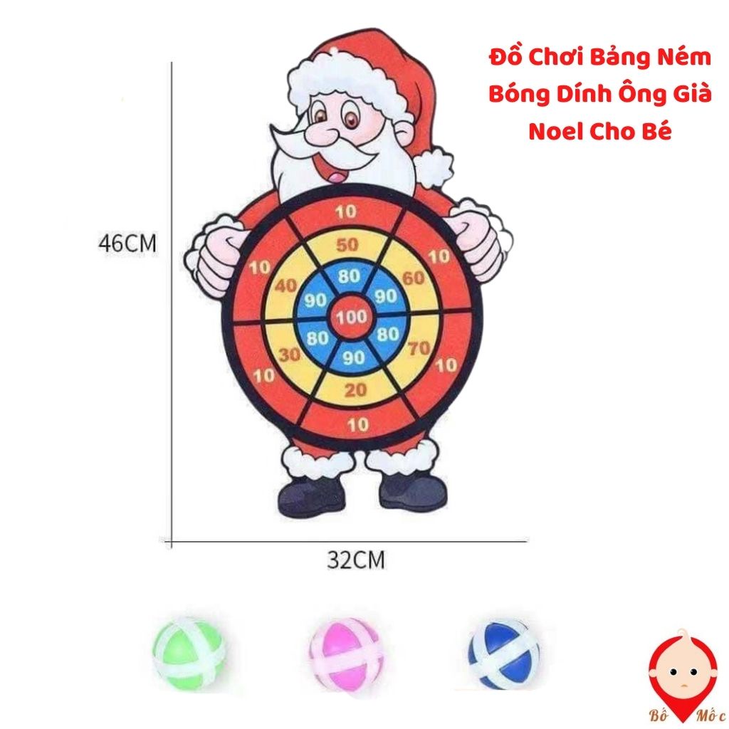 Đồ Chơi Bảng Ném Bóng Dính Ông Già Noel Cho Bé, Bảng Phi Tiêu Bóng, Shop Bố Mốc