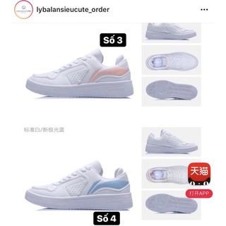 Giày lining mẫu 3 viền hồng +2% shopee