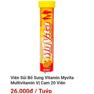 ( Mua 6 Tặng 1 chén sứ) - Viên Sủi Bổ Sung Vitamin Myvita Multivitamin Vị Cam 20 Viên - giá gốc 25.000