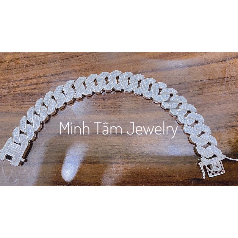 Lắc tay Cuban bạc 950,Vòng tay Cuban bạc nam mắt xích vuông-Minh Tâm Jewelry