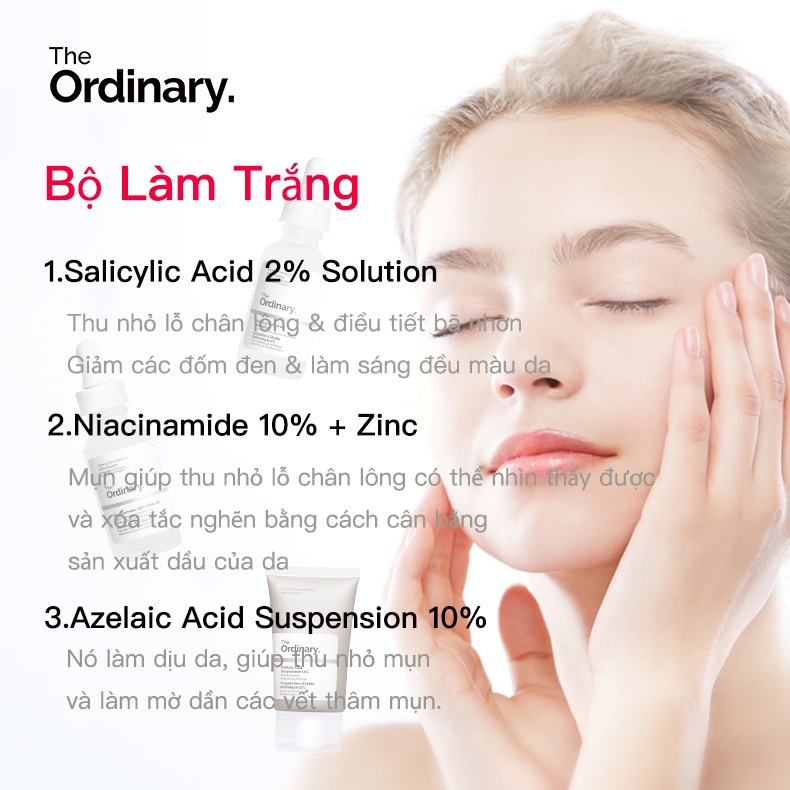 The Ordinary Làm Trắng Và Kiểm Soát Dầu - Niacinamide 10% + Kẽm 1% / Axit Azelaic Suspension 10% / Tinh Chất Axit Salicylic 2% -3×30ml