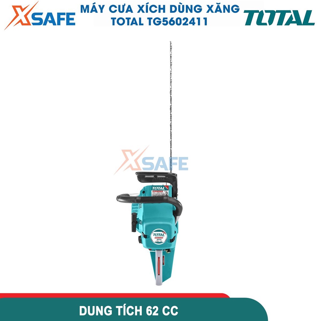 Máy cưa xích dùng xăng Total TG5602411 dung tích 62 cc công suất 2.4Kw đường kính lưỡi cắt 605mm [CHÍNH HÃNG]