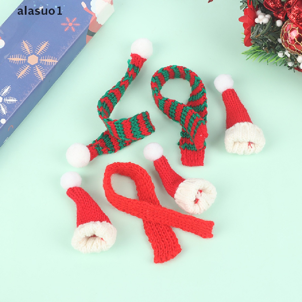 Set 2 Khăn Choàng / Nón Giáng Sinh Mini Trang Trí Cho Nhà Búp Bê