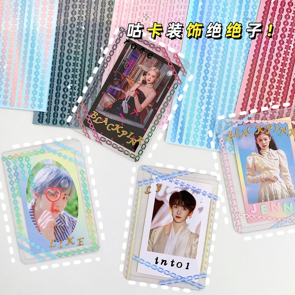 Miếng Dán Trang Trí Chuỗi Hạt Hình Ngôi Sao May Mắn Màu laser Kiểu Hàn Quốc diy