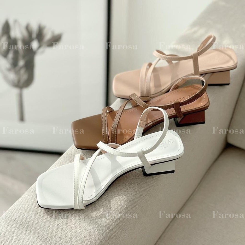 Sandal quai ngang trơn gót trụ vát kiểu mới mã L198